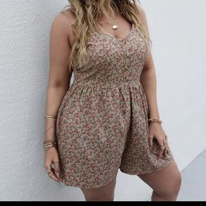 Plush Ditsy Floral Button Cami Romper